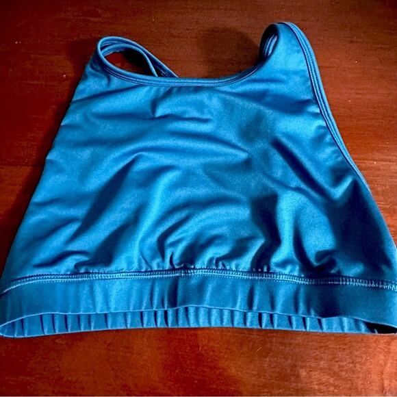 DIP Active Yoga Blue sports bra LARGE Vented Open Racerback Womens - Picture 4 of 11